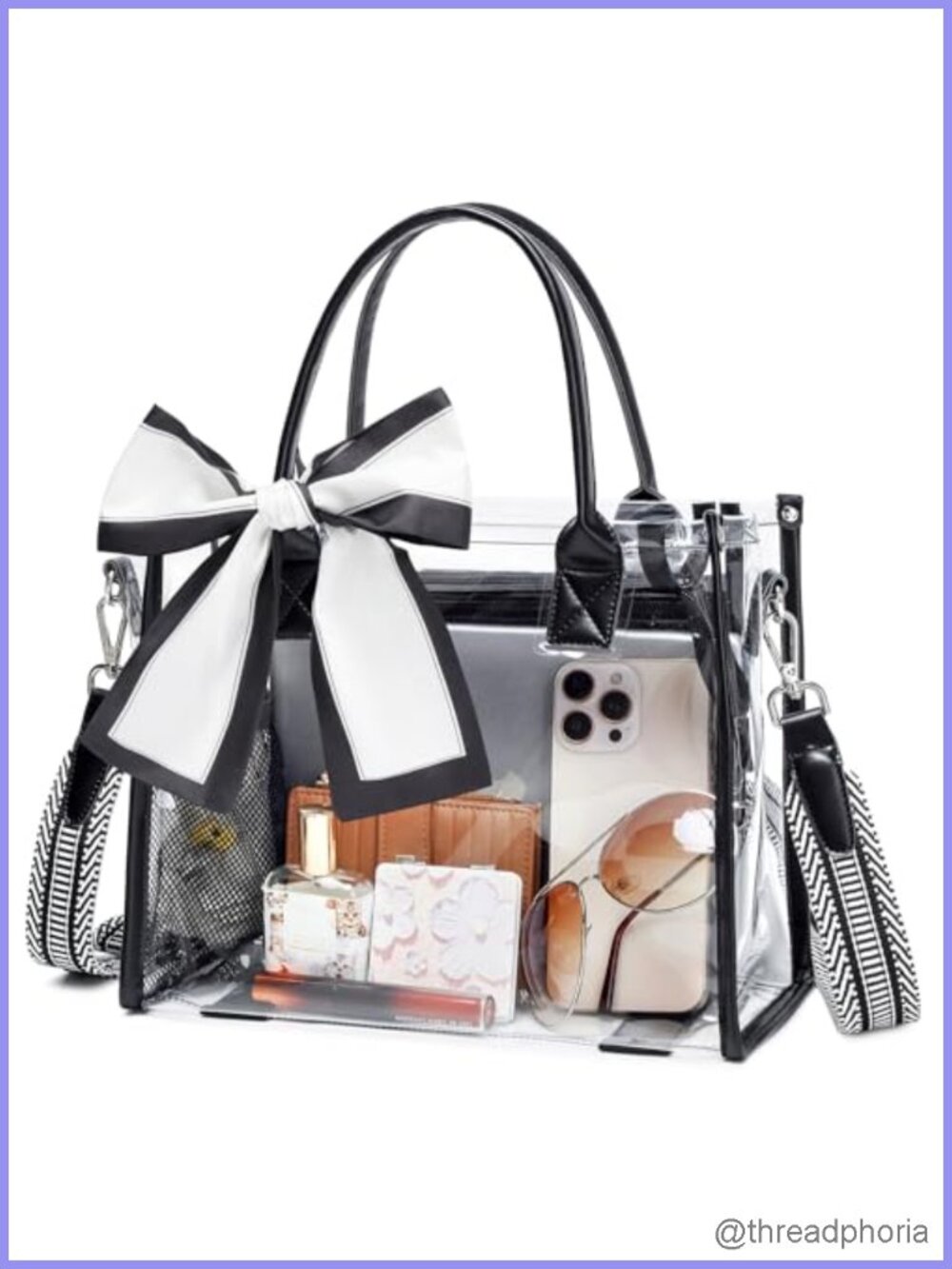 Clear Stadium Tote Bag PVC Thick Transparent Purse with Detachable Guitar Strap